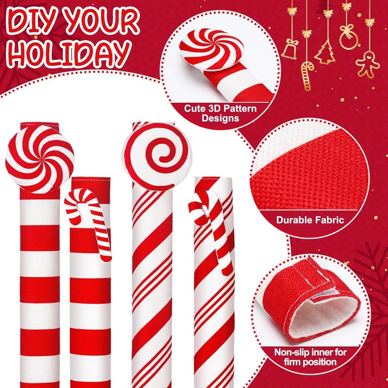 LemonRoad 7pcs 3D Christmas Candy Cane Refrigerator Handle Covers Kitchen Decorations Merry Christmas Cabinet Knob Microwave Oven Dishwasher Door Handle Covers Xmas Holiday Decor - Image 3